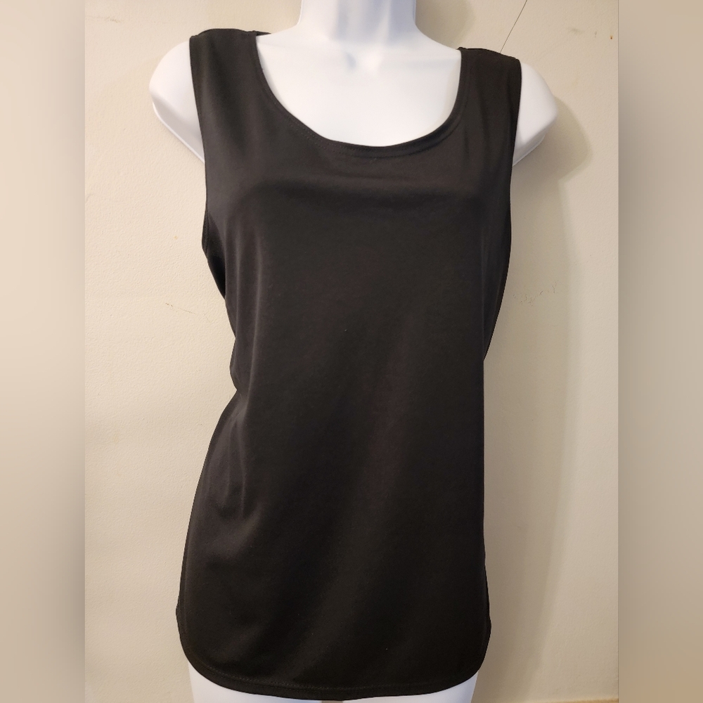 Black Tank Top with Wide Straps and Scoop Neckline